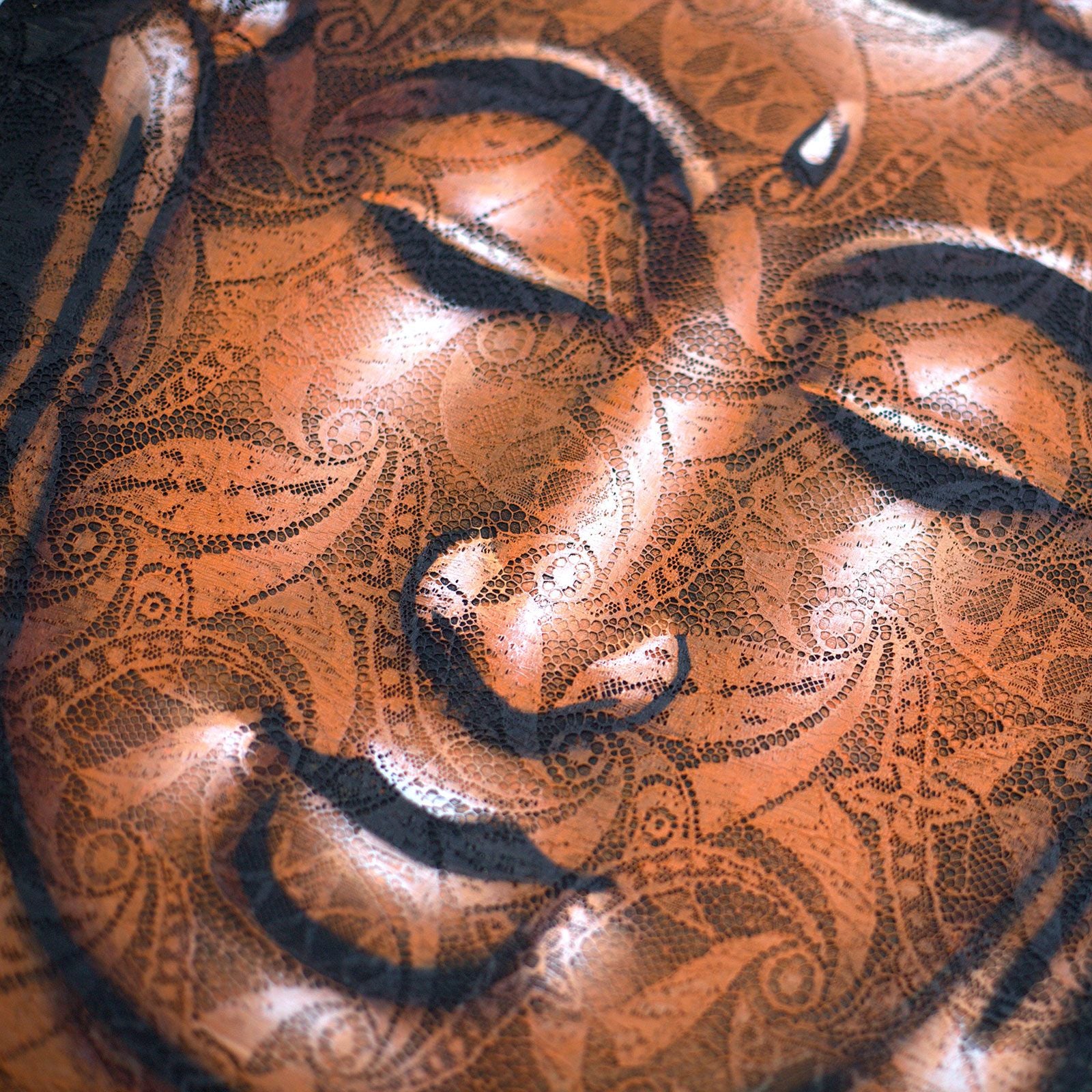 Buddha Painting with Copper Brocade Detail for Elegant Decor