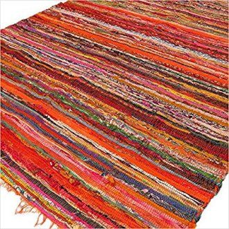 152 x 90cm Luxury Orange Rag Rug for Vibrant Home Decor