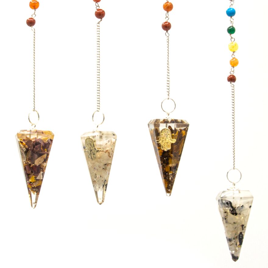 Orgonite Power Chakra Pendulum Hamsa for Energy Balance and Clarity
