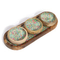 Mango Wood Serving Tray with 3 Ceramic Bowls Mediterranean Design