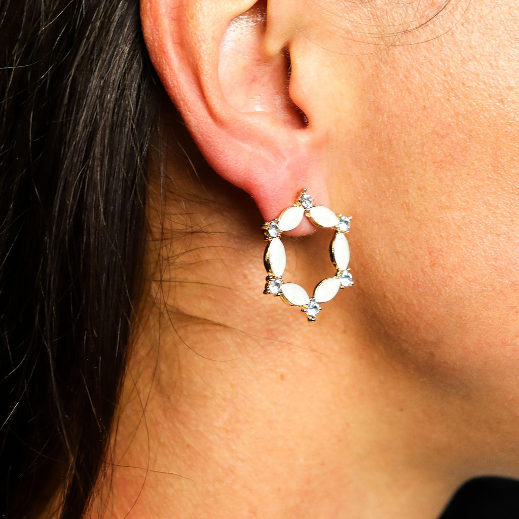 Pearl Vintage Glass Loop Earrings with Elegant Rounded Design