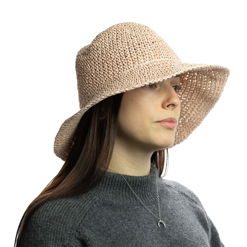 Nomad Sari Floppy Straw Sun Hat in Rose Blush for Summer Fun