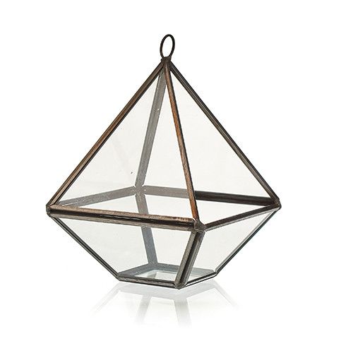 Small Diamond Glass Terrarium for Succulents and Air Plants