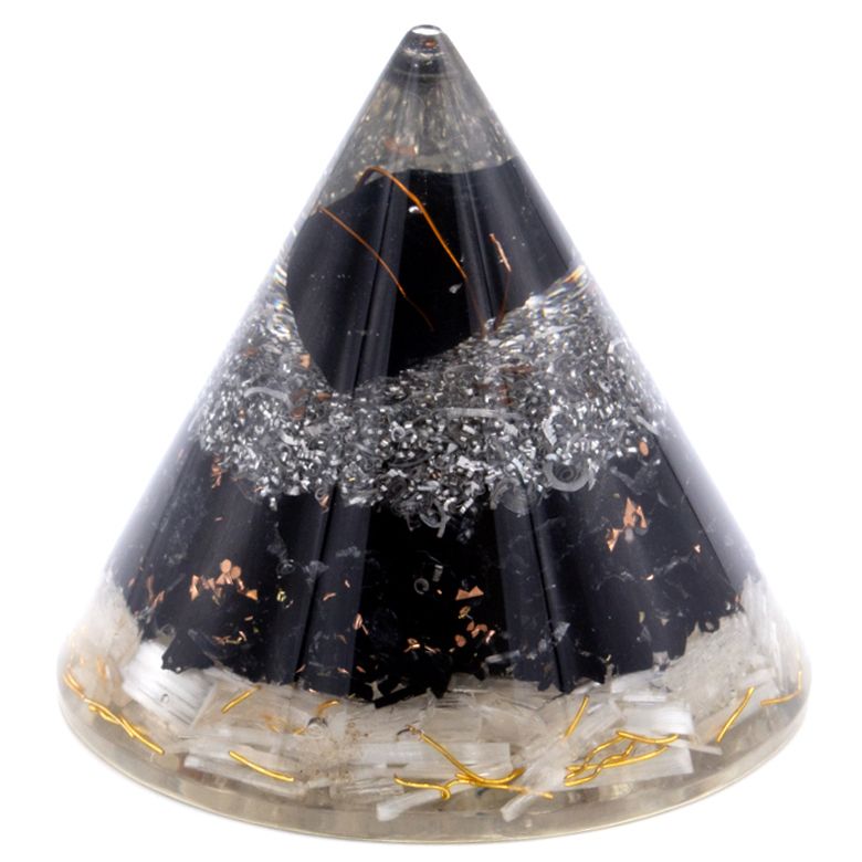 Stylish Orgonite Cone with Selenite and Black Tourmaline Copper