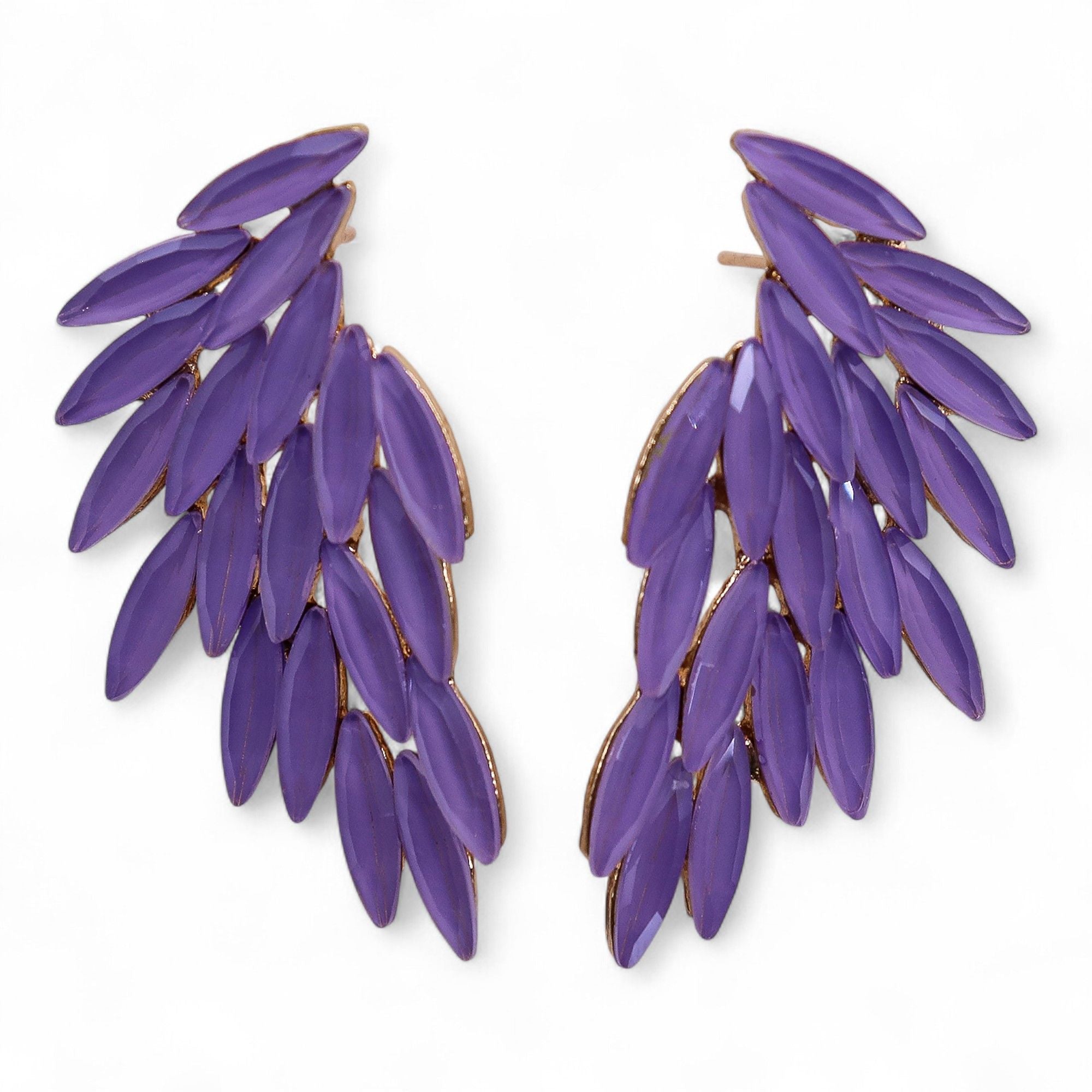 Lavender Vintage Glass Angel Wings Earrings for Elegant Style
