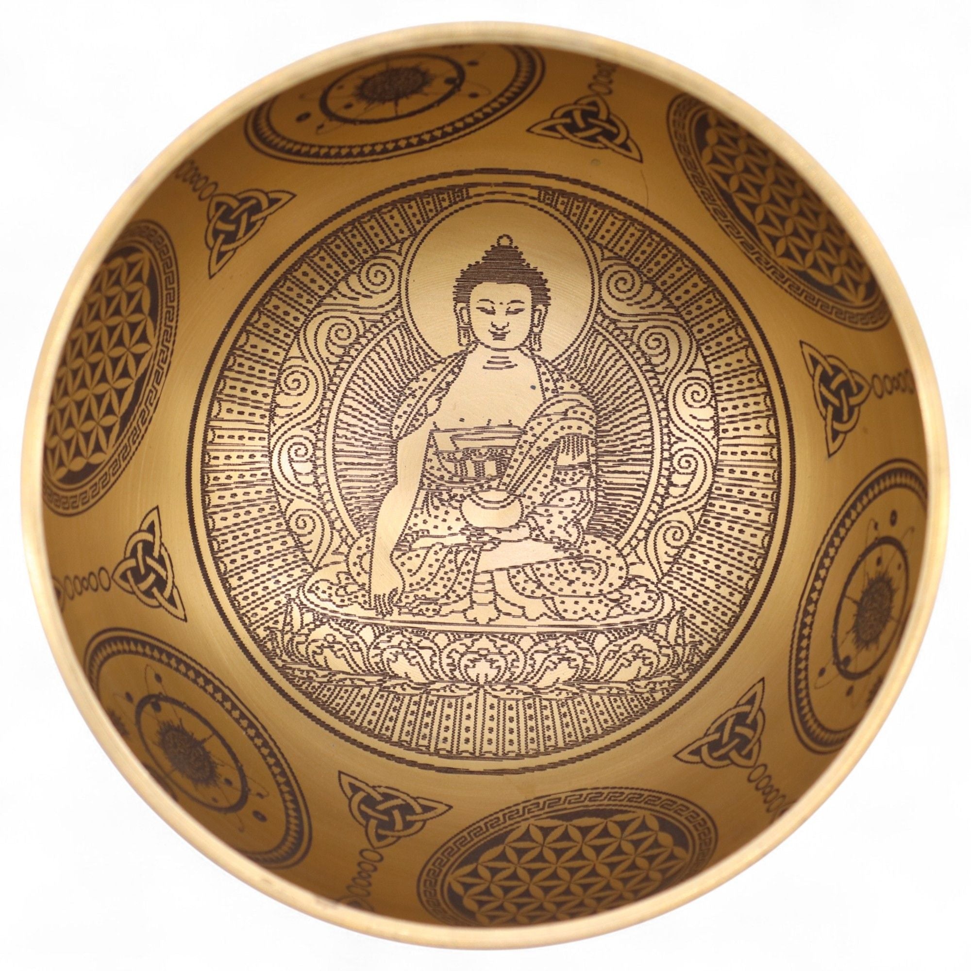 Pure Brass Etched Buddha Set of 4 Singing Bowls for Home Decor