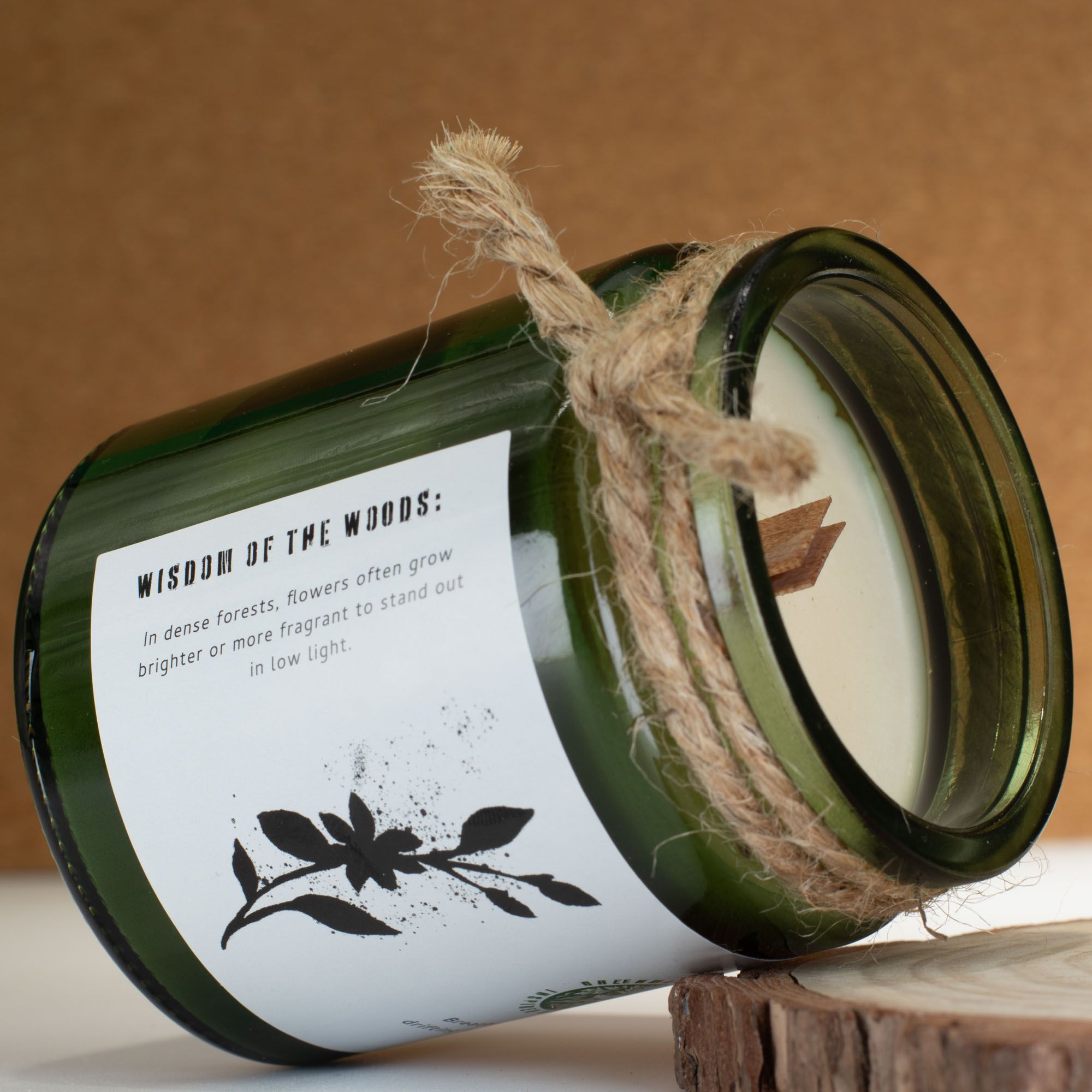 Greenman Woodwick Soy Candle Jasmine Glade in Green Glass Jar