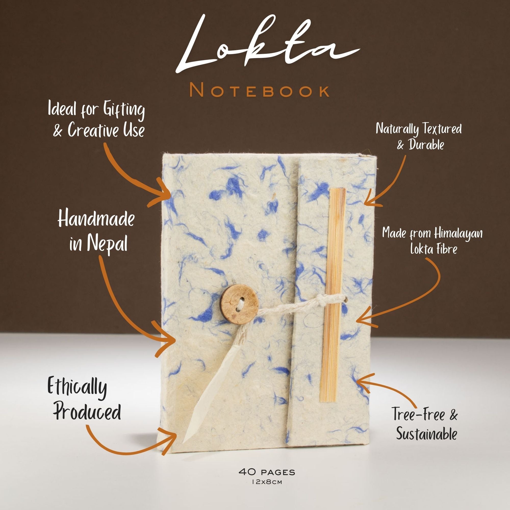 Lokta Mixed Blue Cotton Notebook Mini for Notes and Journaling
