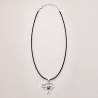 Indian Devotional Pendant - Silver Plated (45cm Cord)- Cleopatra Eye - Iolite