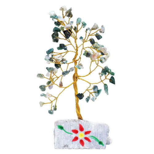 Moss Agate Gemstone Tree 80 Stone Decorative Display