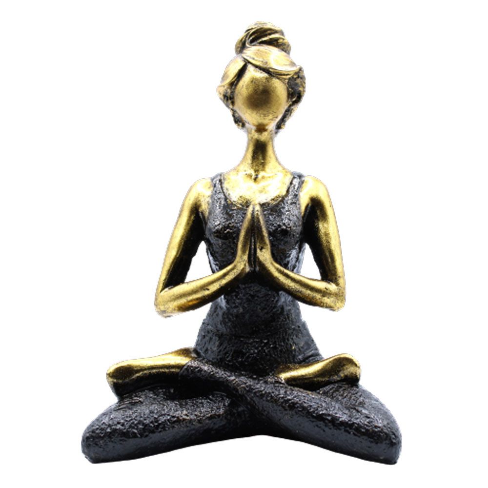 Yoga Lady Figure in Bronze and Black 24cm for Home Decor