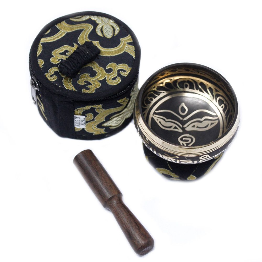Mini Singing Bowl Gift Set Black with Cushion and Stick Included