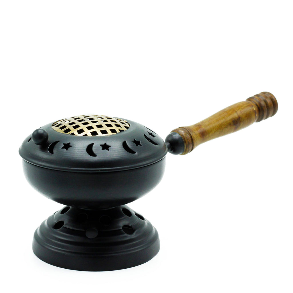 Large Iron Censer on Stand Incense Burner with Elegant Gold Detail