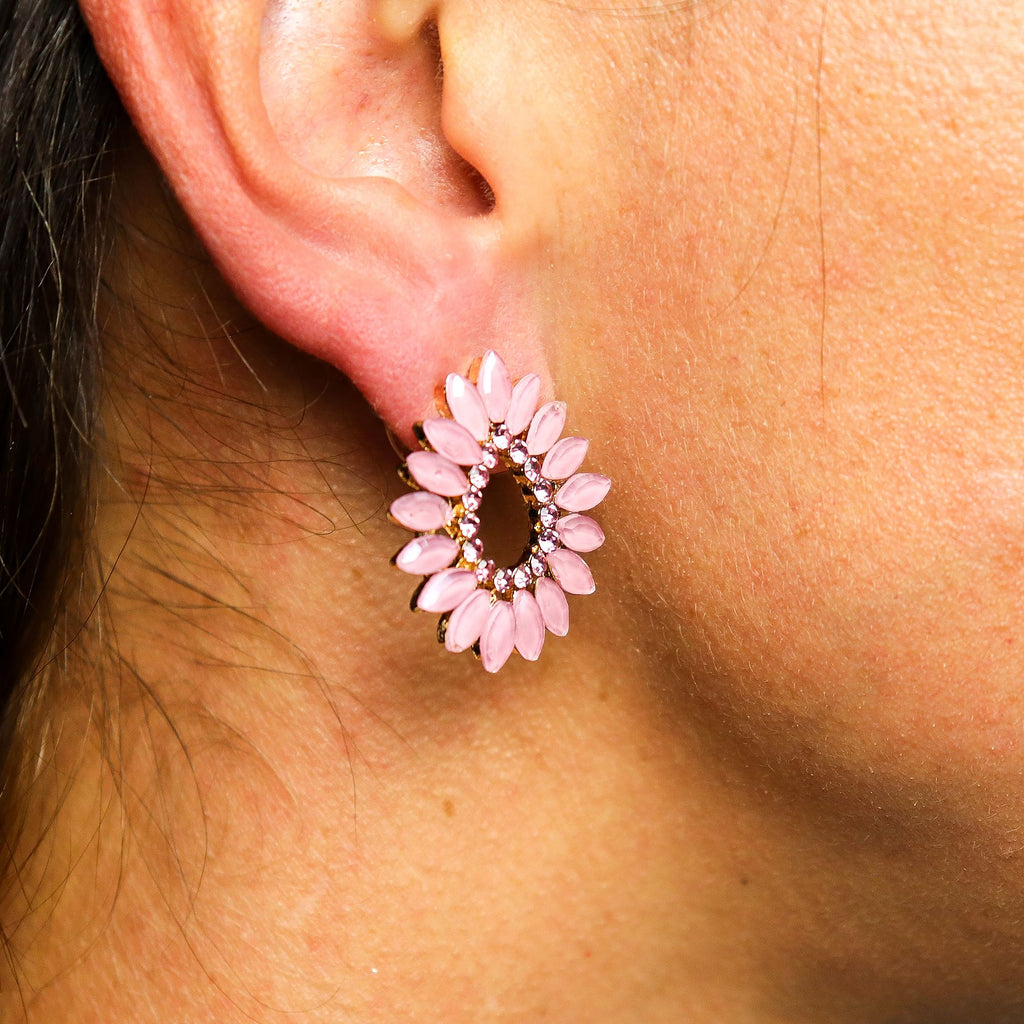 Soft Pink Vintage Glass Loop Earrings for Elegant Style and Charm