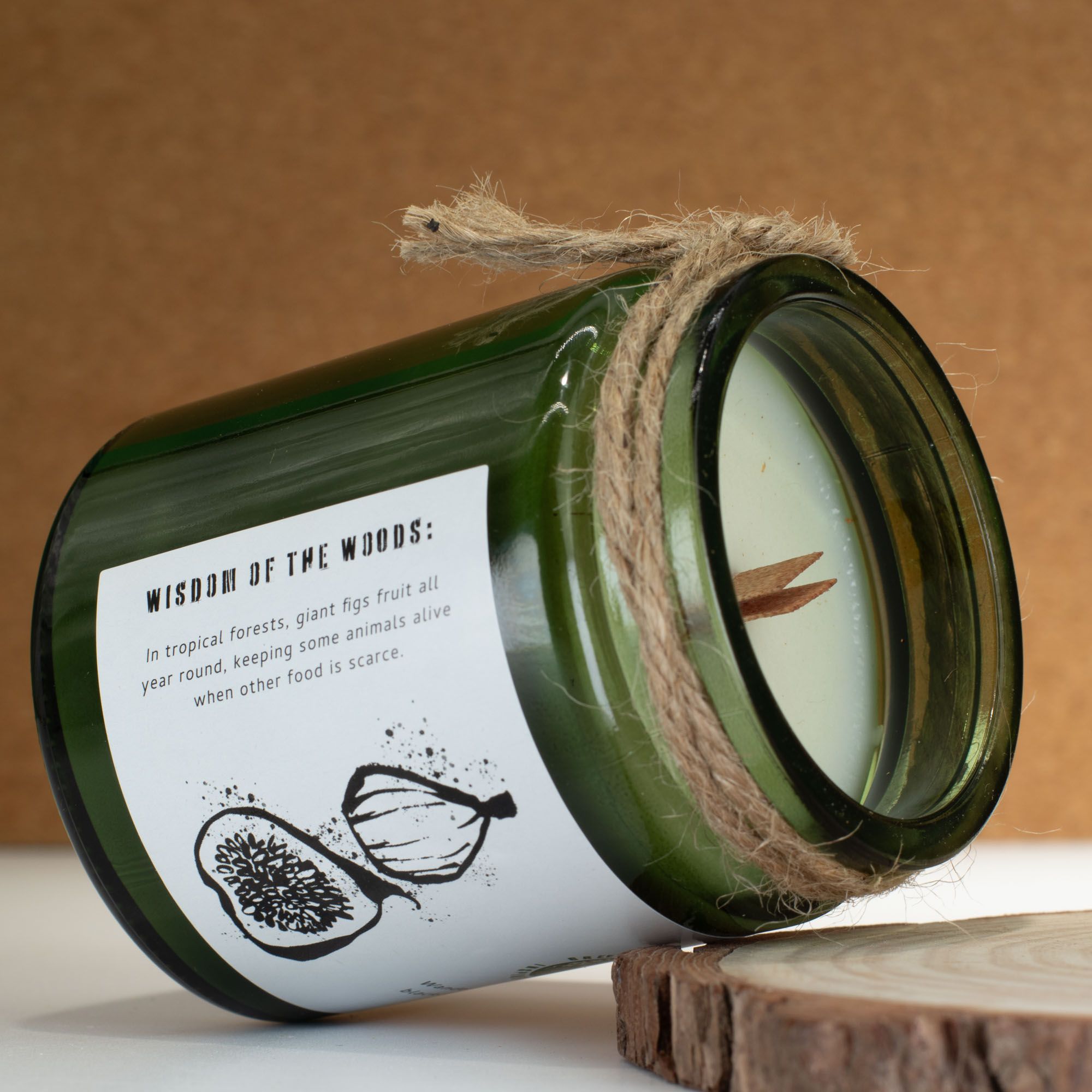 Greenman Woodwick Soy Candle Fig & Cassis in Rustic Glass Jar