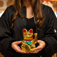 Japanese Lucky Money Cat Ornament – Shiny Gold 15cm