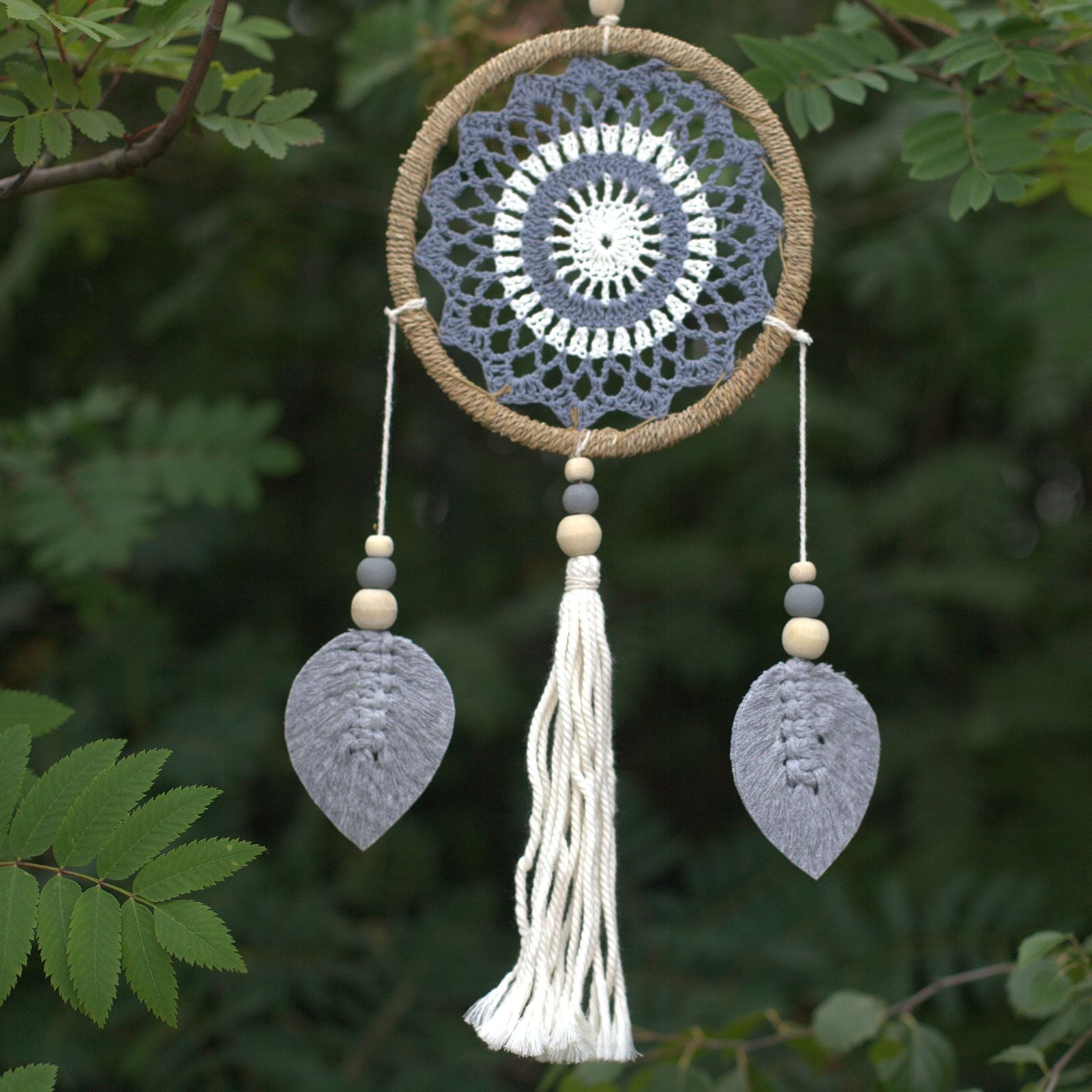 Medium Grey Dream Catcher Elemental Spirits for Home Decor