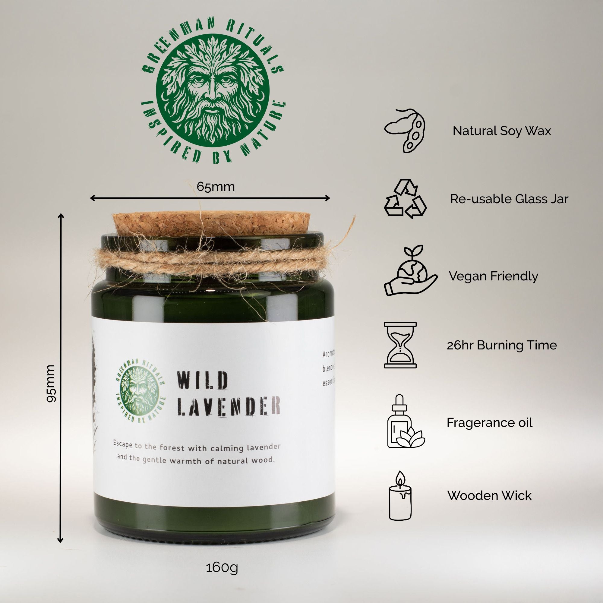 Greenman Woodwick Soy Candle Ash and Woodsmoke in Green Jar