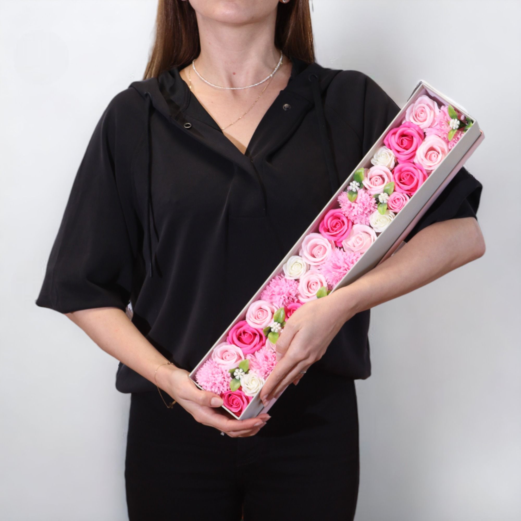 Extra Long Box Baby Blessings Soap Flower Gift in Beautiful Pinks