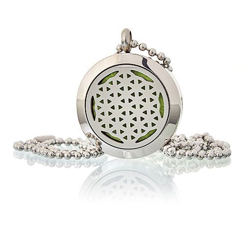 Aromatherapy Diffuser Necklace with Flower of Life Design 25mm