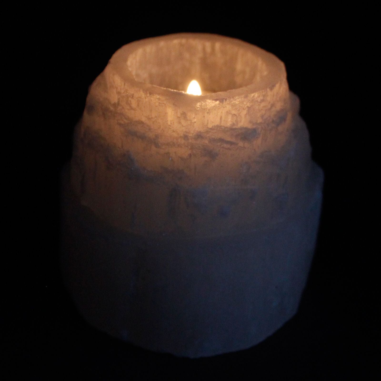 Selenite Mountain Top Candle Holder with Unique Crystal Design
