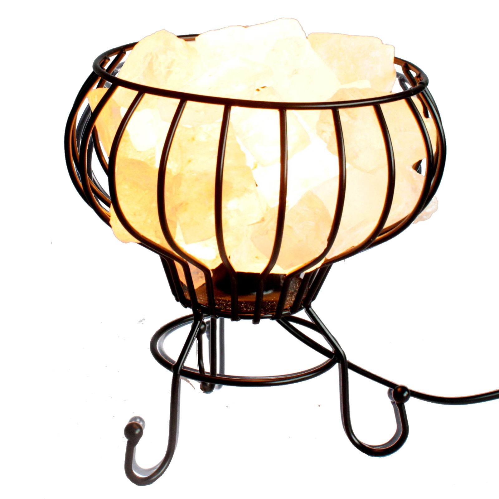 Low Salt Rock Brazier Set with White Salt Chunks and Cable Bulb