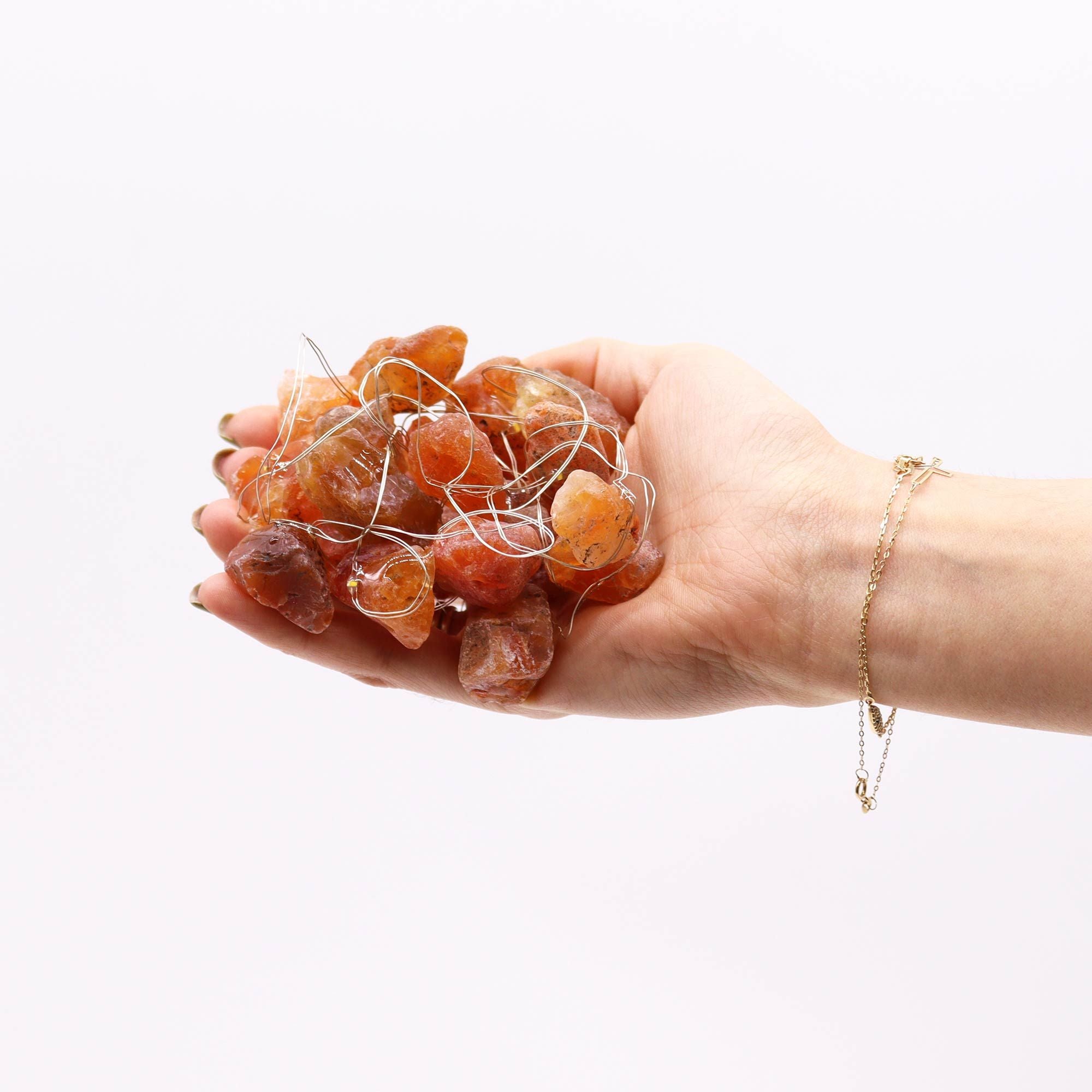 Gemstone Enchantment Lights with Orange Jade 20 LED String Lights