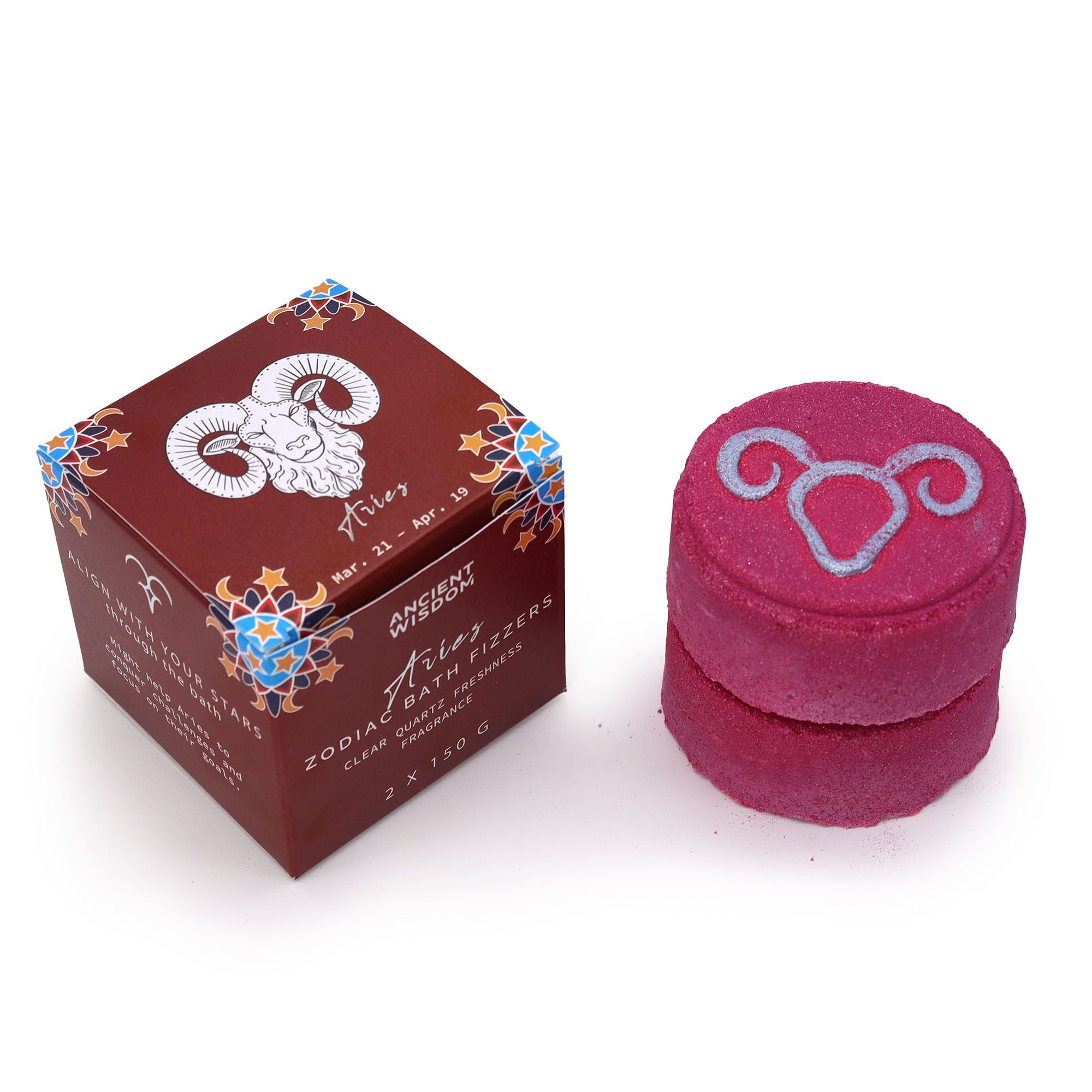Zodiac Bath Fizzers Set with Horoscope for Bold Aries Sign Gift