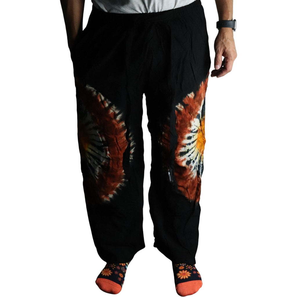 Japanese Style Lounge Pants in Black Chocolate and Orange Design