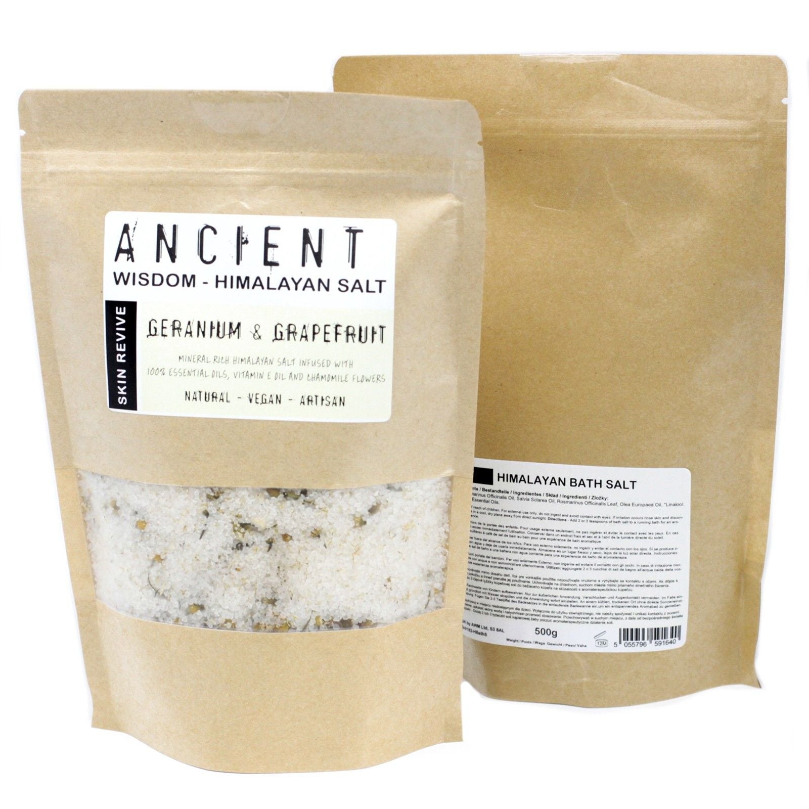 Himalayan Bath Salt Blend 500g with Geranium and Grapefruit Oils