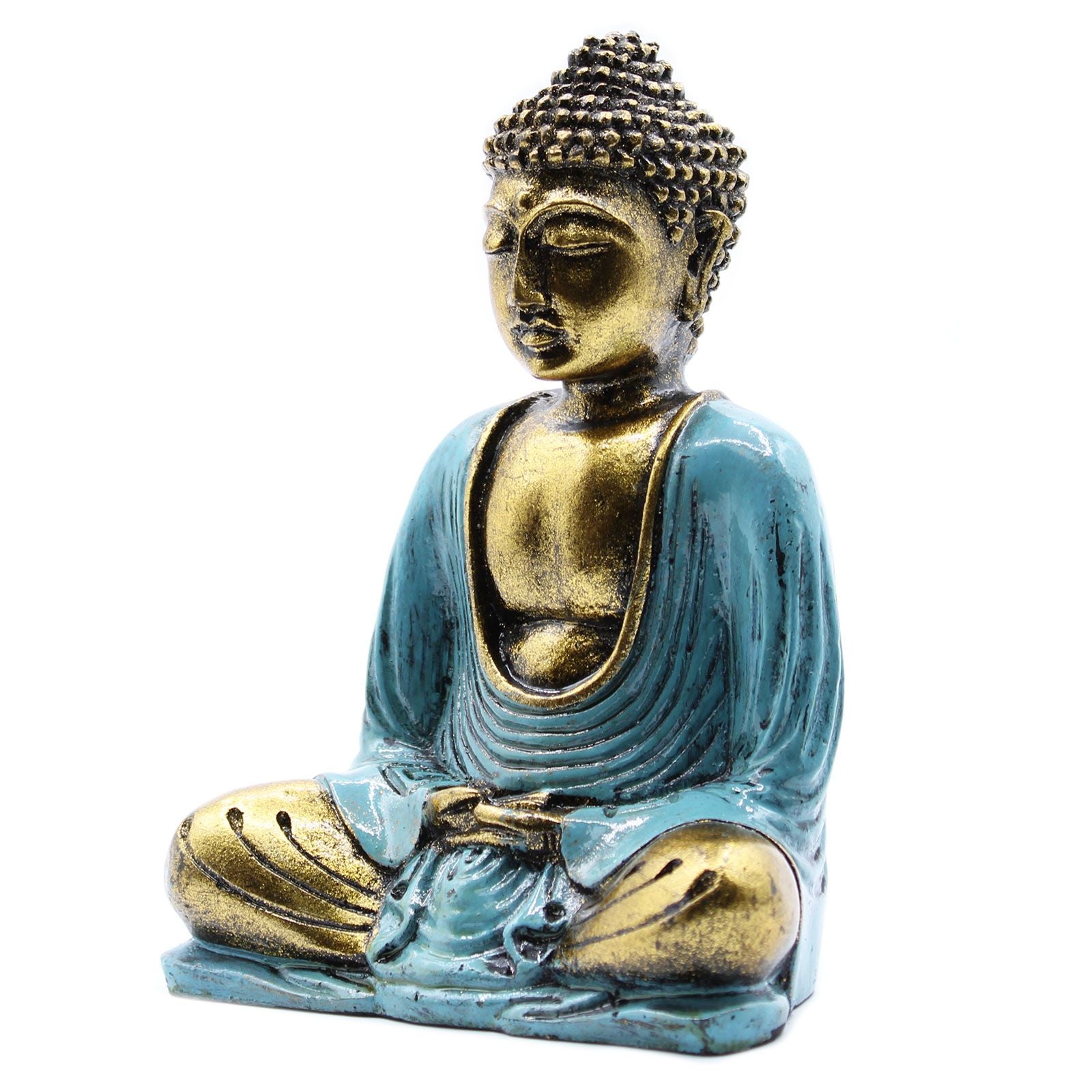 Teal & Gold Buddha Medium Statue for Home Decor and Gifts