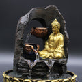 Golden Meditating Buddha Tabletop Water Feature 30cm for Decor
