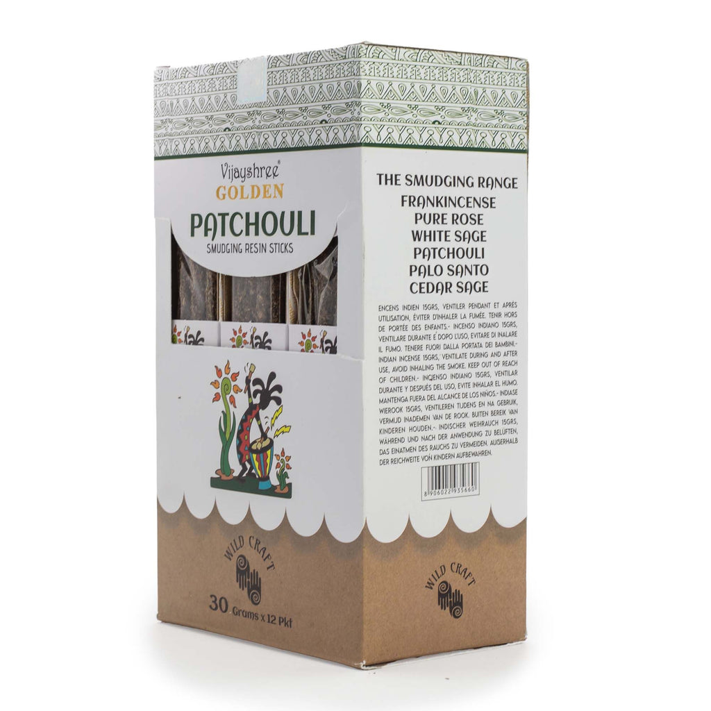 Golden Patchouli Smudging Resin Sticks 30g for Aromatic Spaces