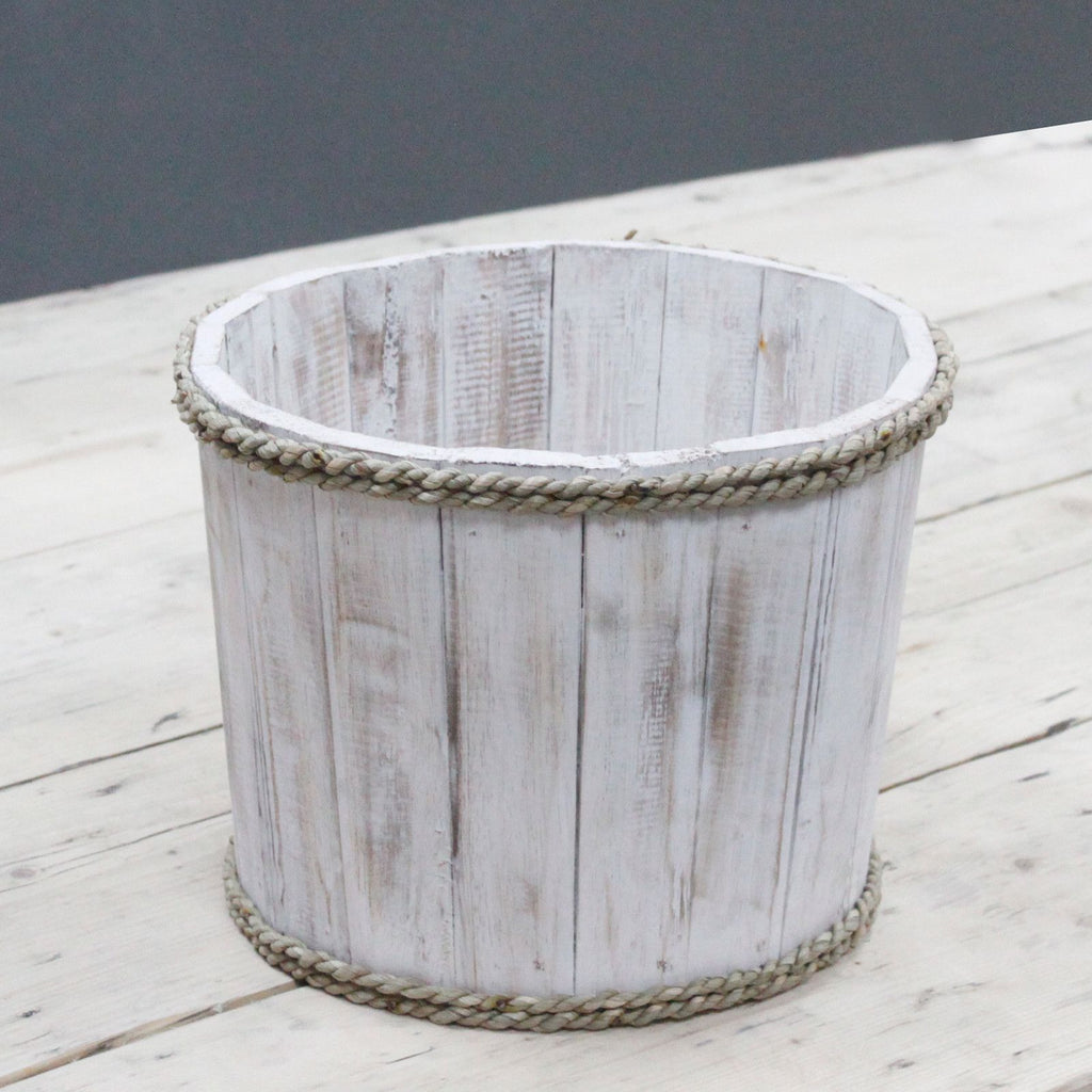Small Whitewash Wooden Storage Tub for Organising Your Spaces