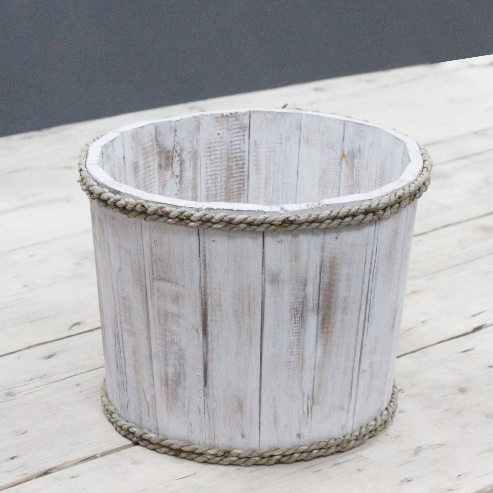 Small Whitewash Wooden Storage Tub for Organising Your Spaces