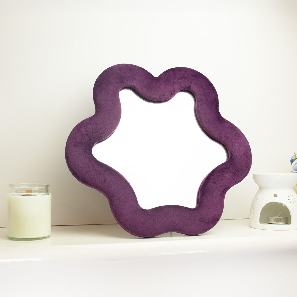 Soft Squiggly Star Mirror in Mauve for Home Decor Accent