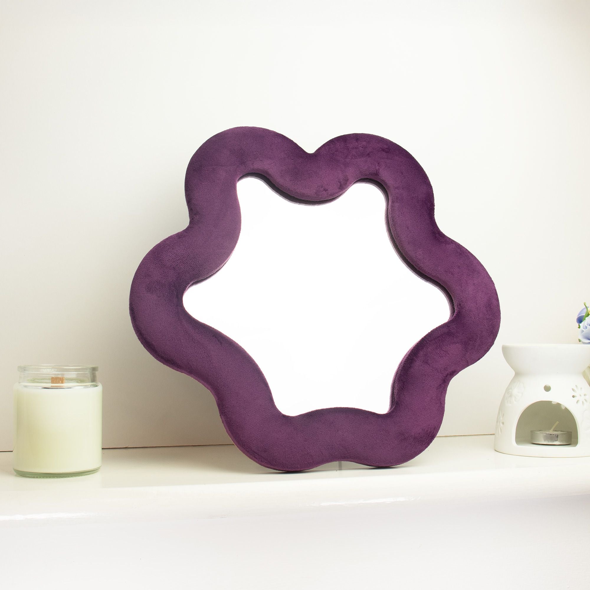 Soft Squiggly Star Mirror in Mauve for Home Decor Accent