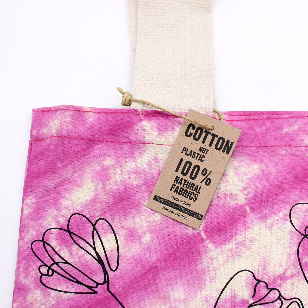 Unique Tye Dye Cotton Bag with Lotus Buddha Design and Handle