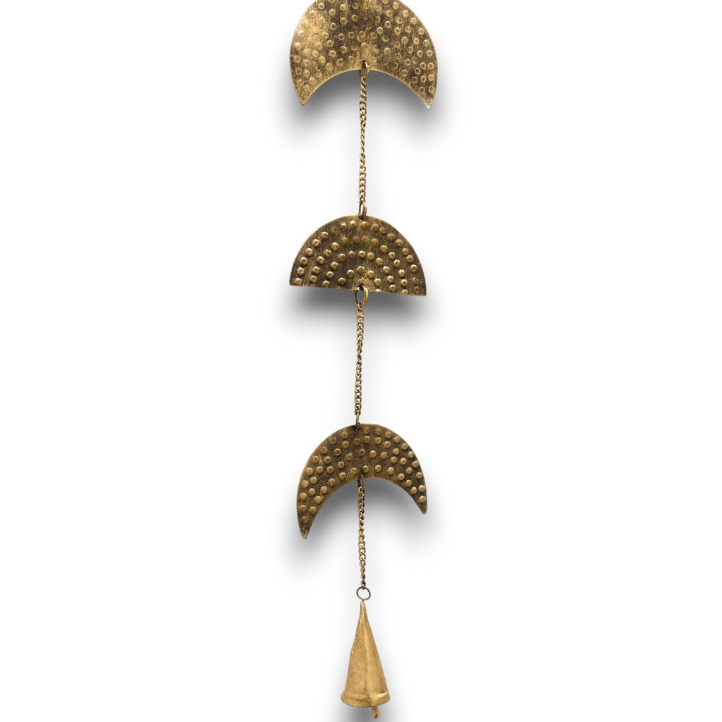 Indian Chimes Brass Moon Phases Drop with Bell 25cm Decoration