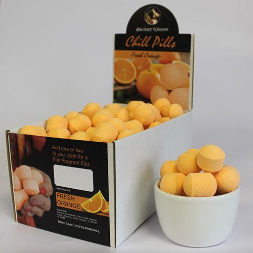 1.3Kg Box of Chill Pills Mini Bath Bombs with Fresh Orange Scent