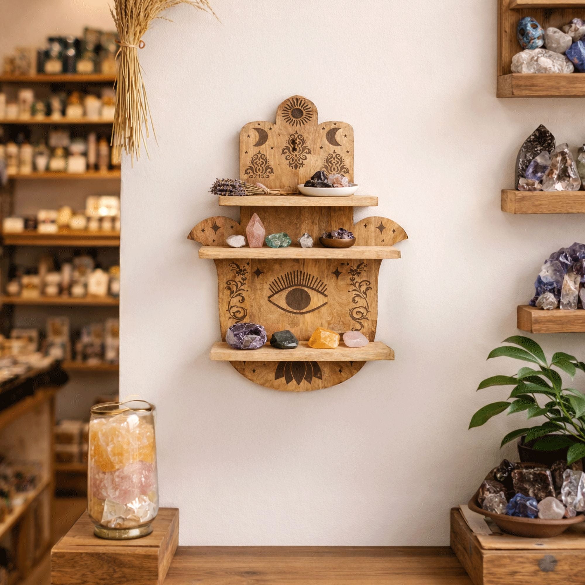 Hamsa Shaped Wall Shelf for Home Decor and Display Ideas