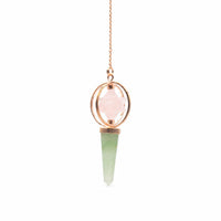 Heart Compass- Two Piece Spinning Merkaba Star in Copper Pendulum -  Rose Quartz & Green Aventurine