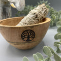 Wooden Smudge and Ritual Offerings Bowl with Tree of Life Design