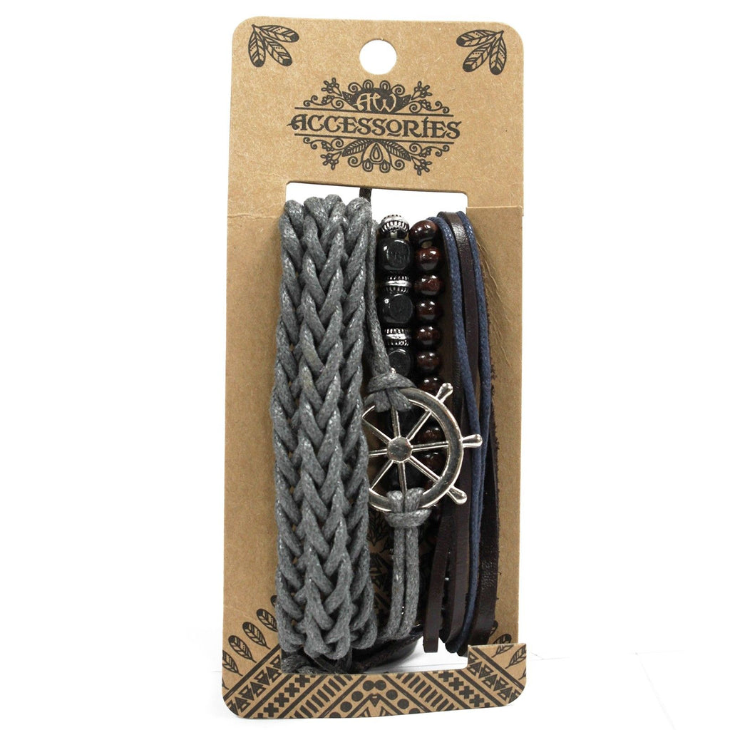Stylish Men's Bracelet Sets with Unique Metal and Leather Designs