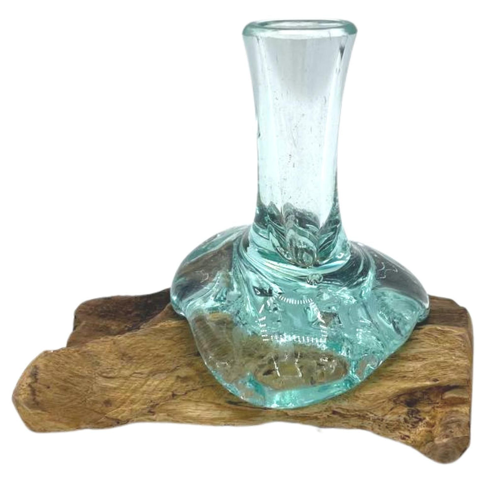 Molton Glass Small Flower Vase on Wood for Home Decor Style