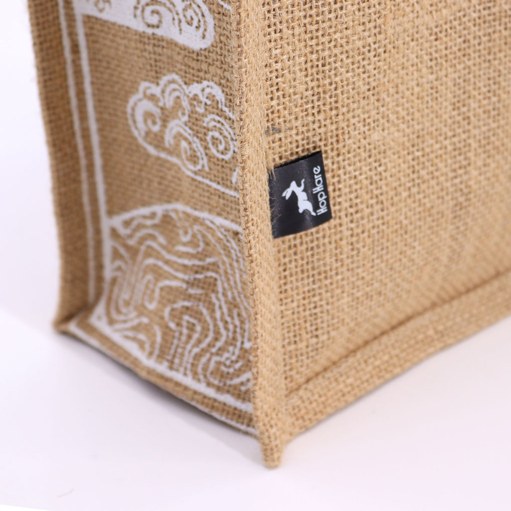Hop Hare Jute Big Bag with I Am Bright Sun Design for Daily Use