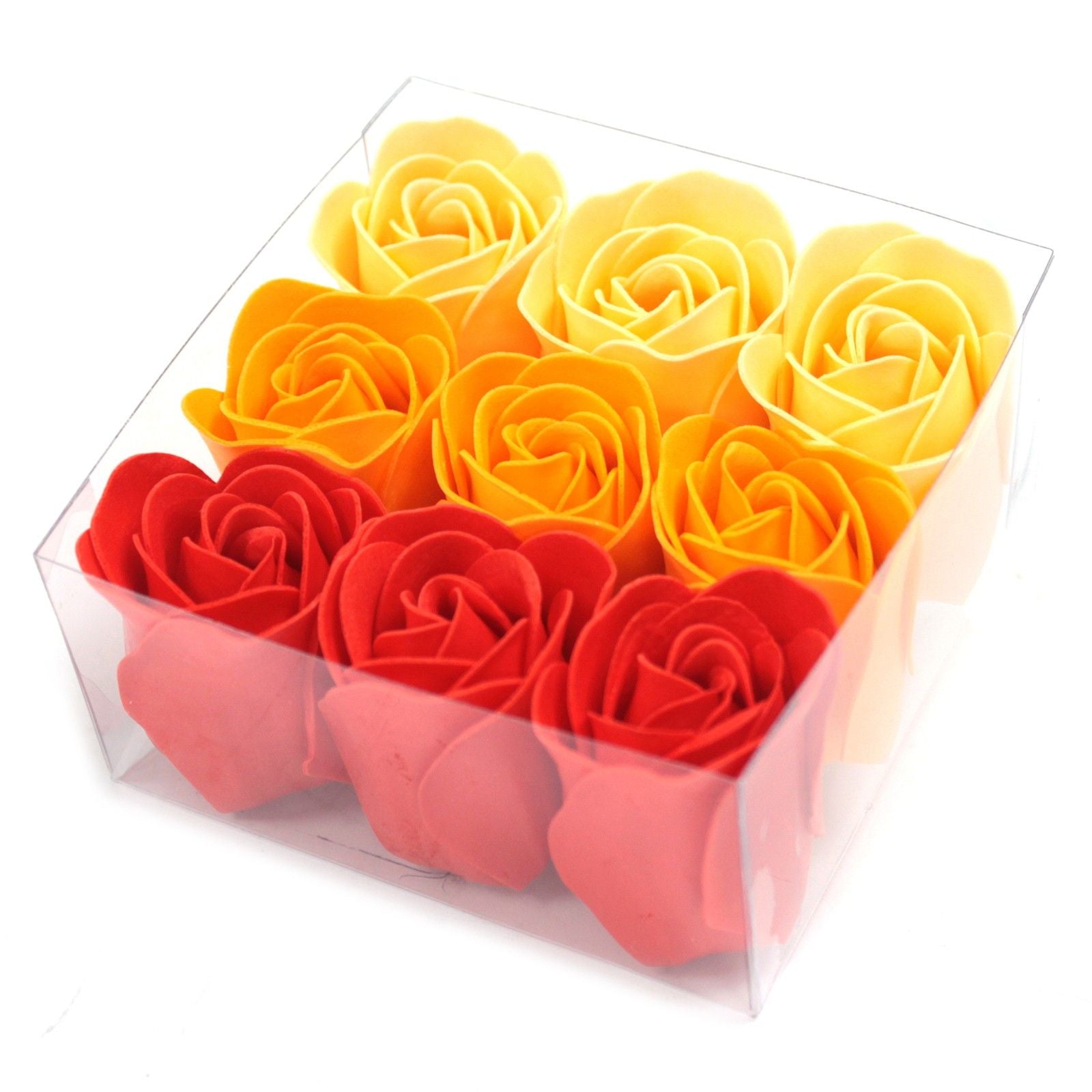 Set of 9 Peach Roses Soap Flower Box for Elegant Bathing Moments
