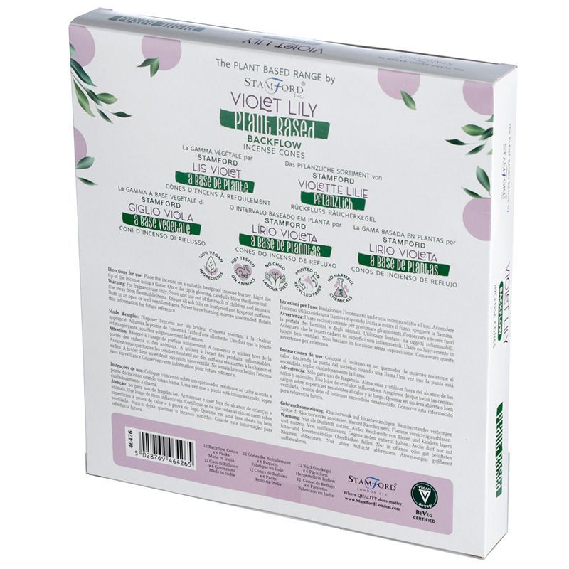 Plant Based Backflow Incense Cones Violet Lilly for Home Fragrance