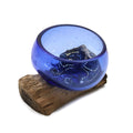 Molton Glass Mini Blue Bowl on Wood for Stylish Home Decor
