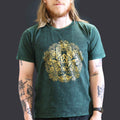 Nomad Sari Stonewashed Cotton T Shirt with Hamsa Design in Green